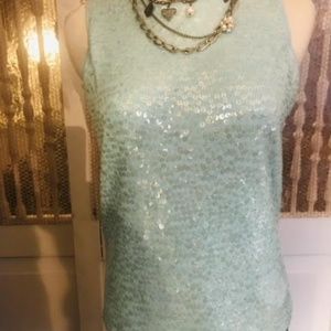 Isaac Mizrahi sequin knit stretch sleeveless tank Size Large